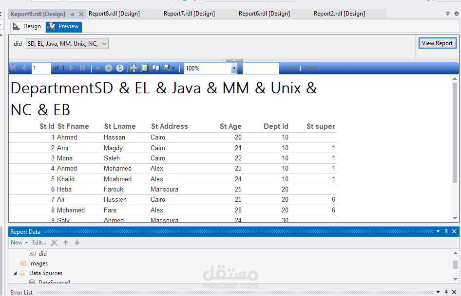 SQL Server Report Service | مستقل