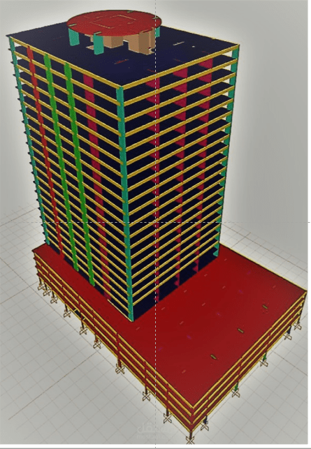 تصميم انشائى لبرج 25 دور