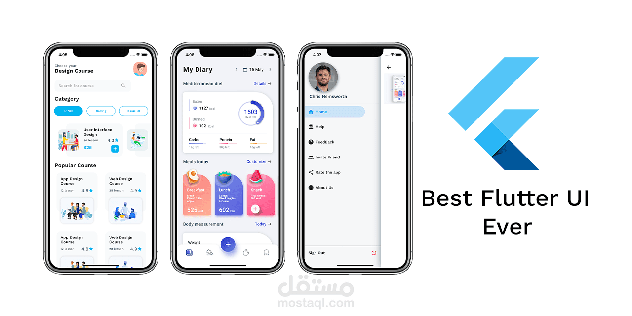 تصميم وتنفيذ UI احترافي باستخدام Flutter