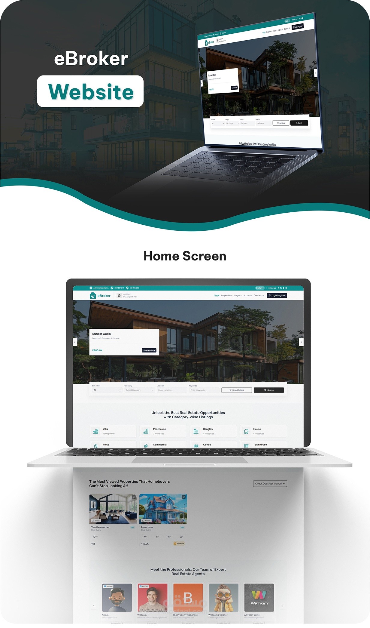 تطبيق العقارات شراء وتأجير بيع العقارات مع لوحة إدارة & ويب سايت