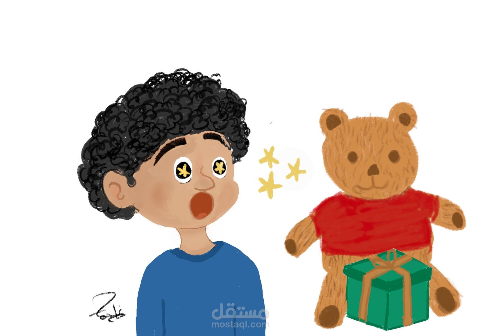 طفل كرتوني مندهش