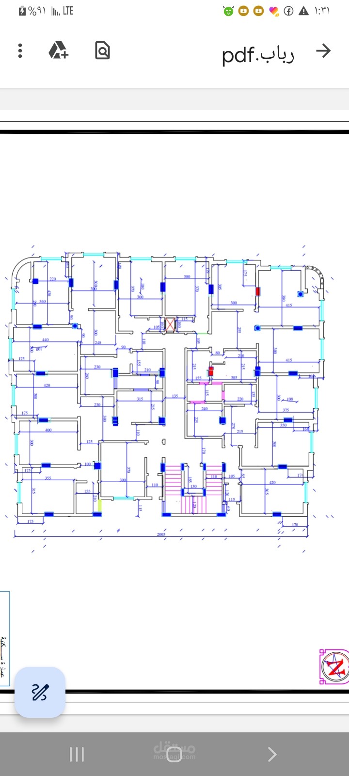 تخطيط معماري لمبنى خمسه طوابق