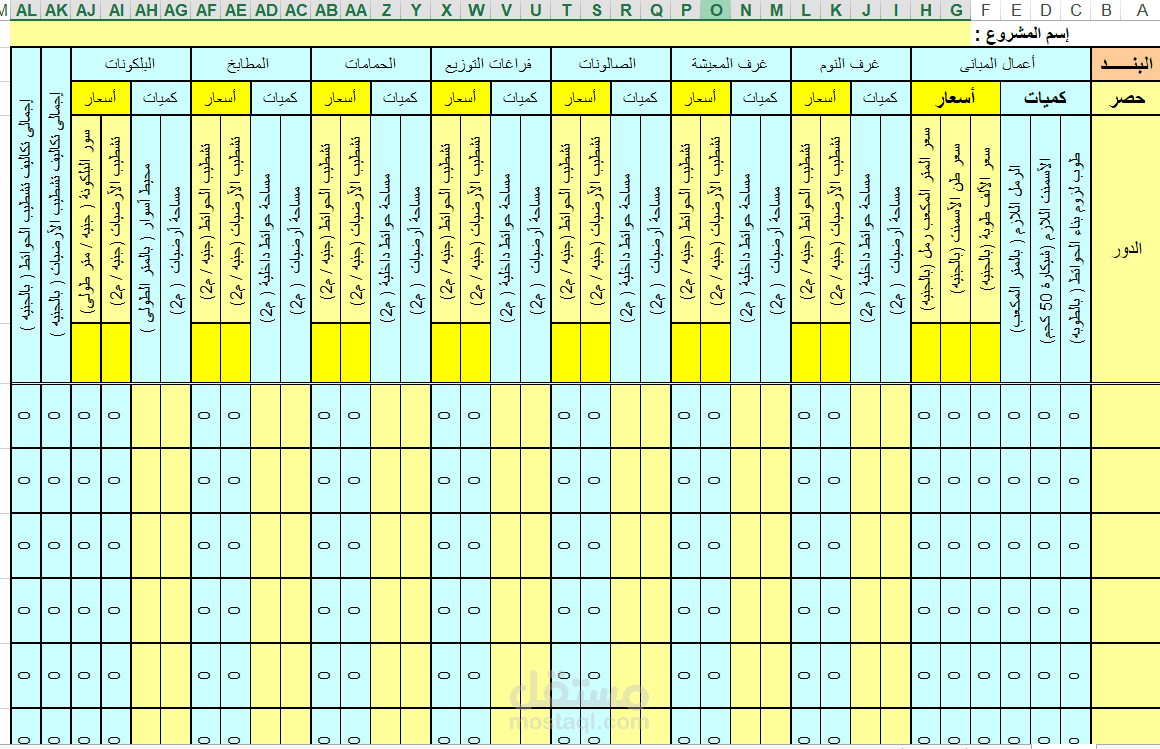 حساب كميات مشروع district 5 بالقطامية