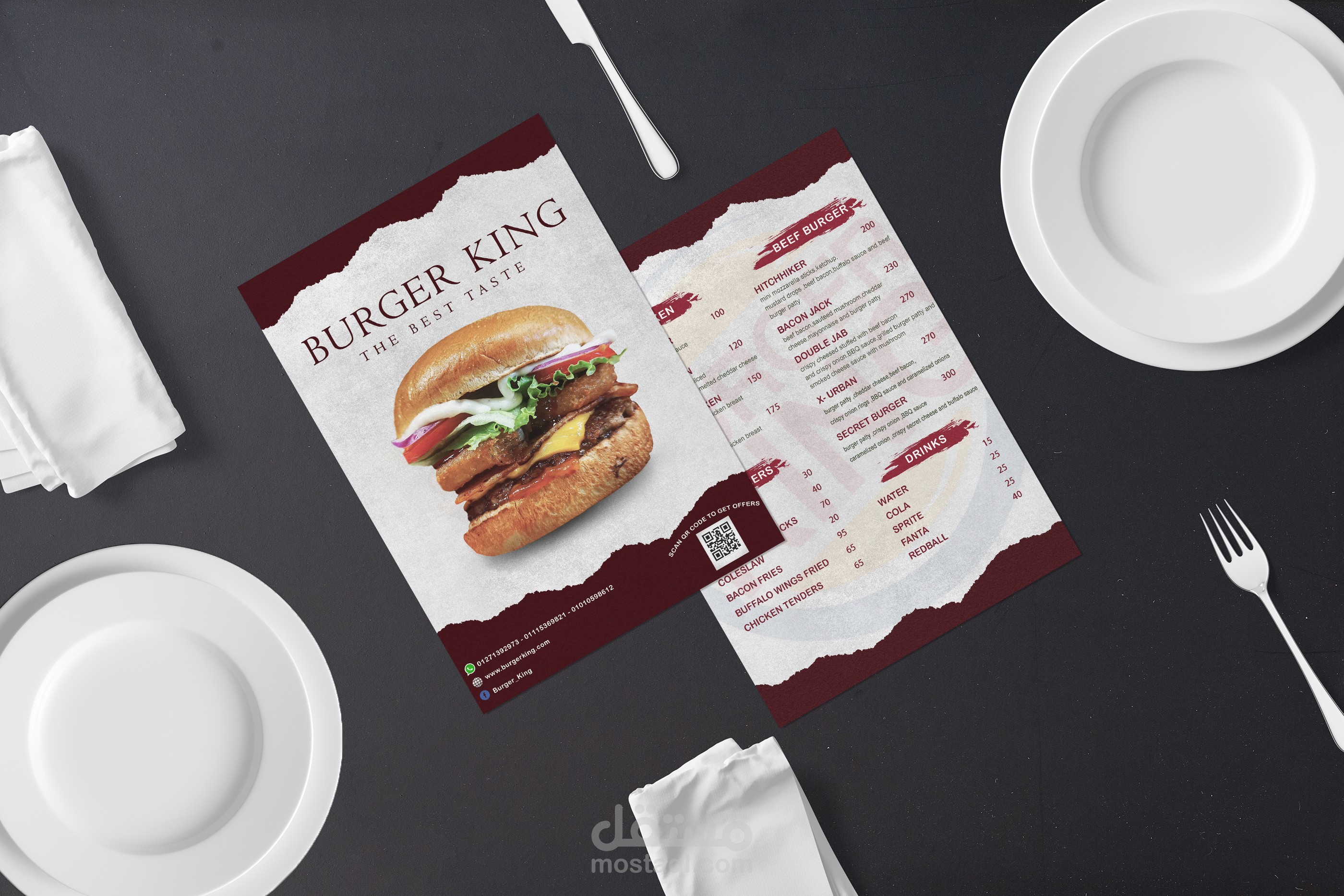تصميم مينيو لمطعم Burger King