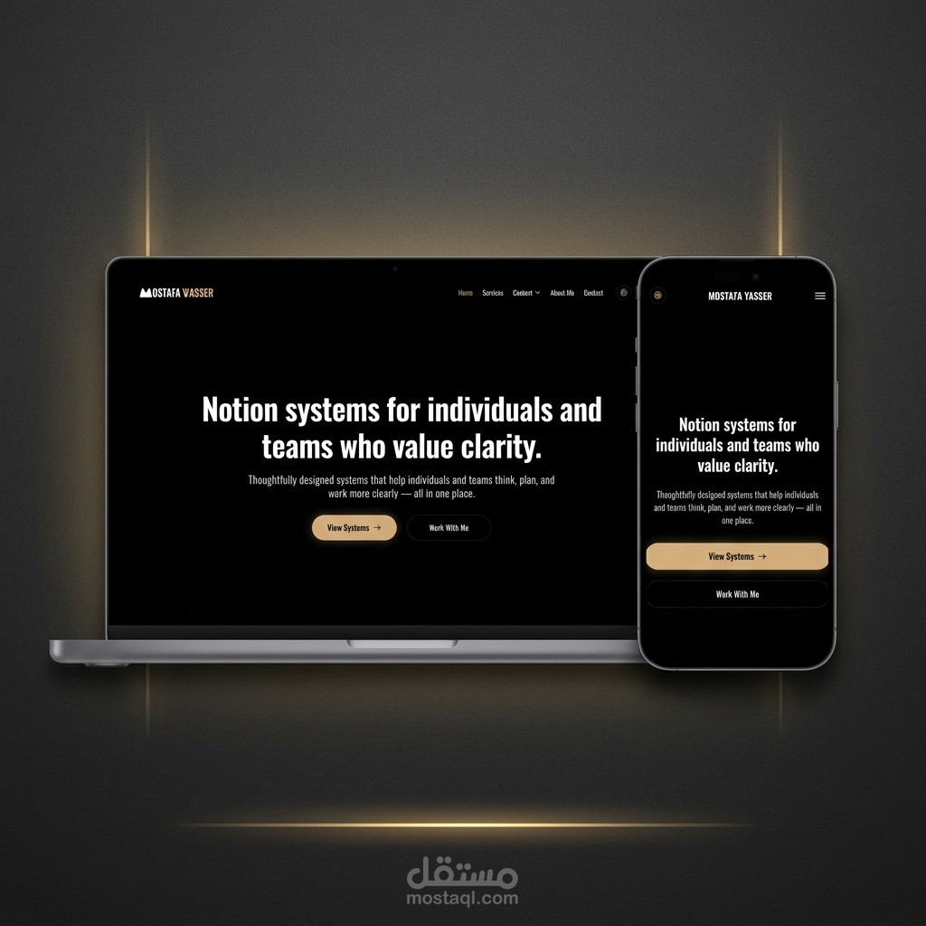 موقع تعريفي متكامل لأنظمة Notion وقوالب الإنتاجية (Next.js & Notion API)