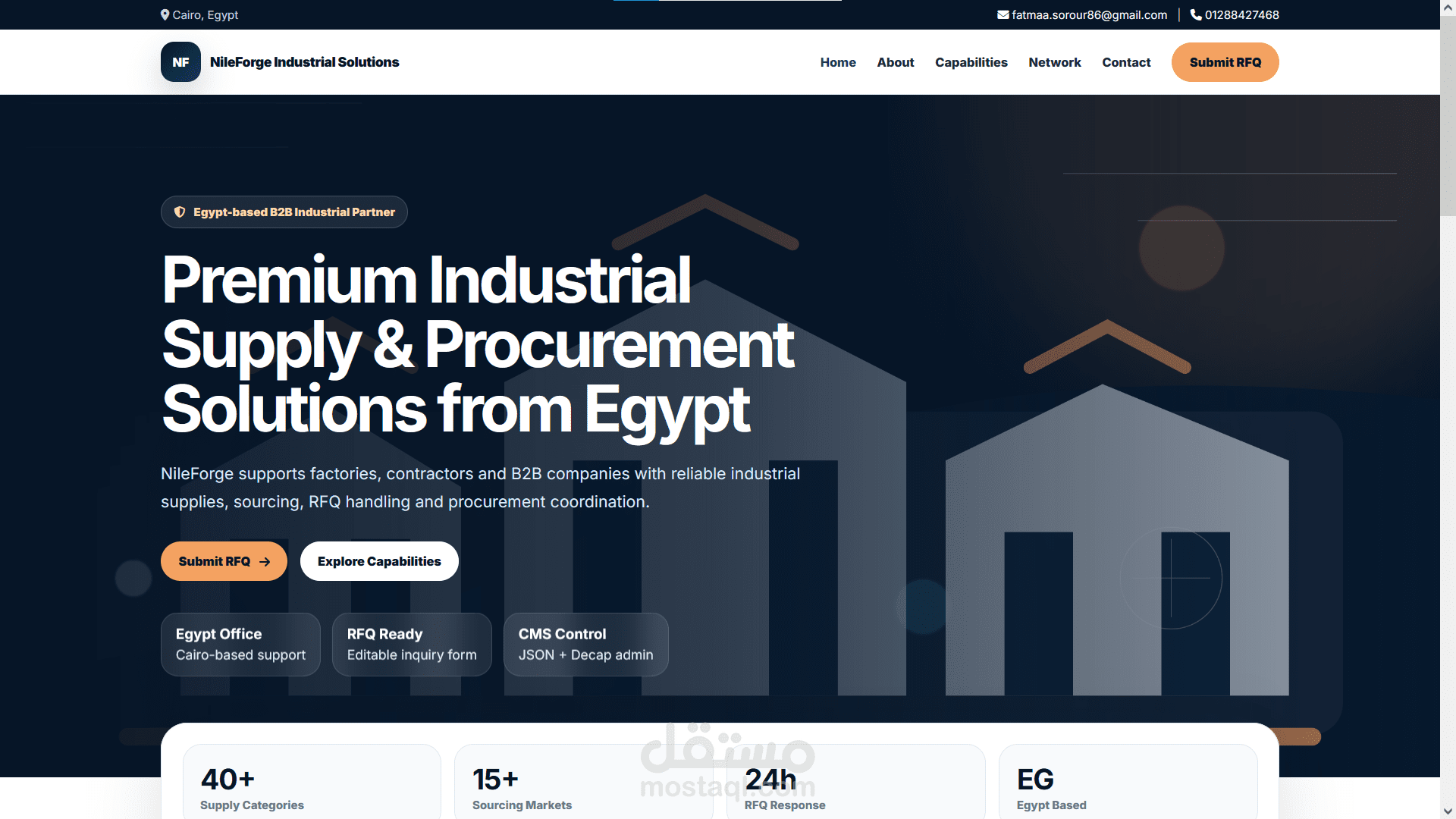 تصميم وتطوير موقع تعريفي احترافي لشركة توريدات صناعية | Industrial Supply Corporate Website