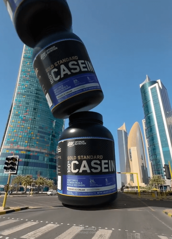 إعلان مبتكر لمكمل بروتين الكازين باستخدام المؤثرات البصرية