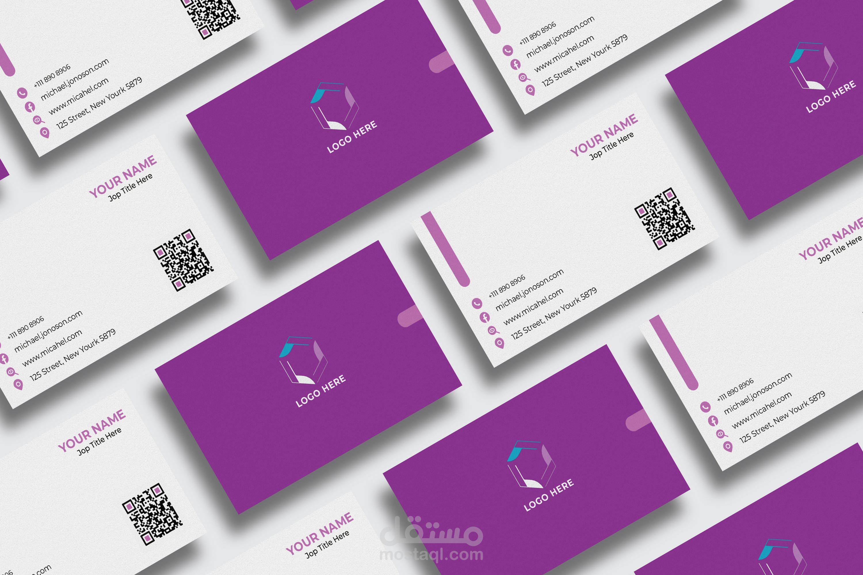 "تصميم بطاقة أعمال احترافية مع باركود QR لمعلوماتك"