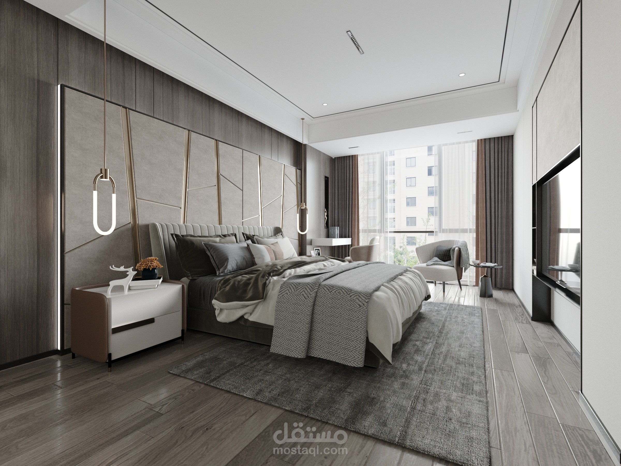 تصميم داخلي لغرف نوم ماستر على الطراز المعاصر