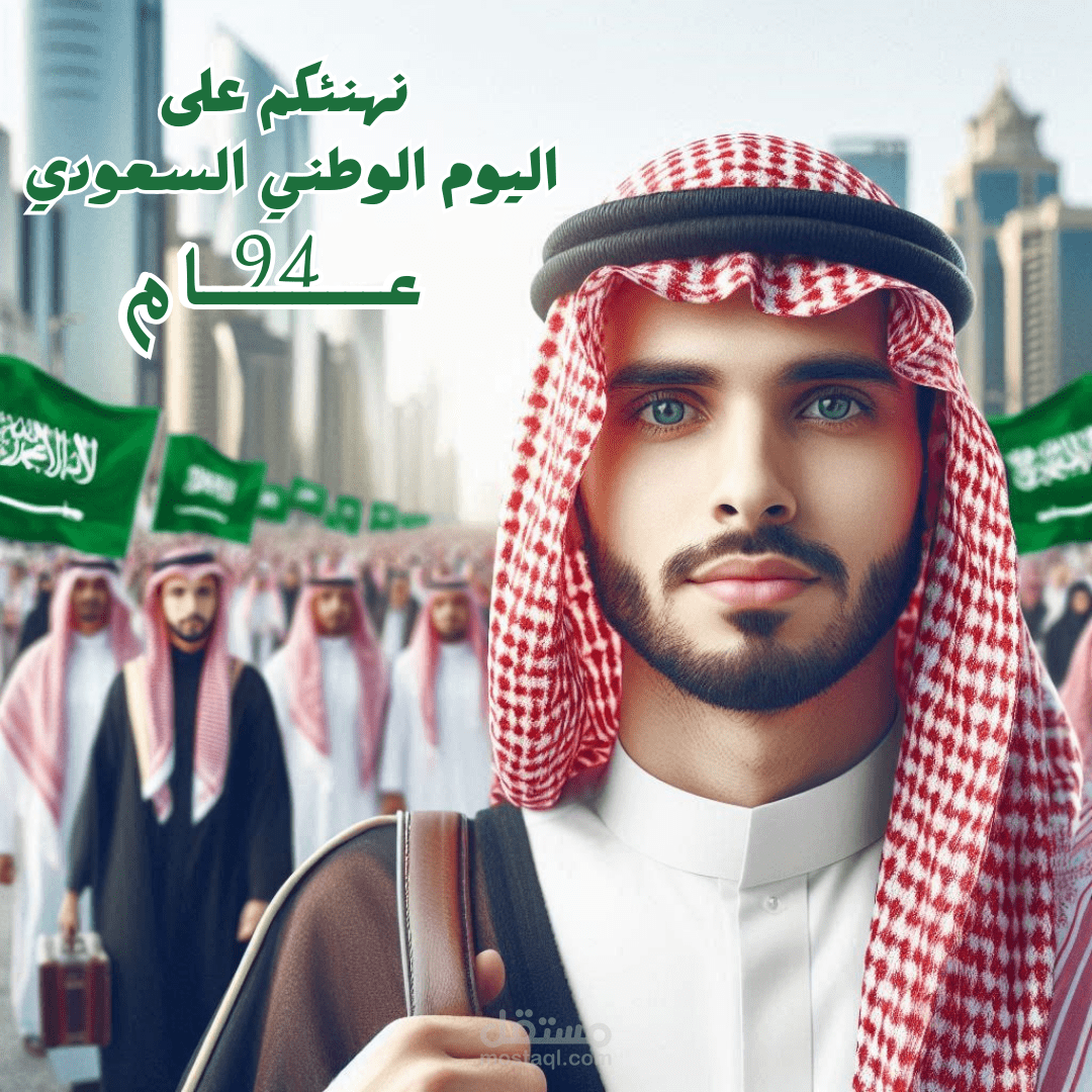 تصميم تهنئه بمناسبه العيد الوطني السعودي