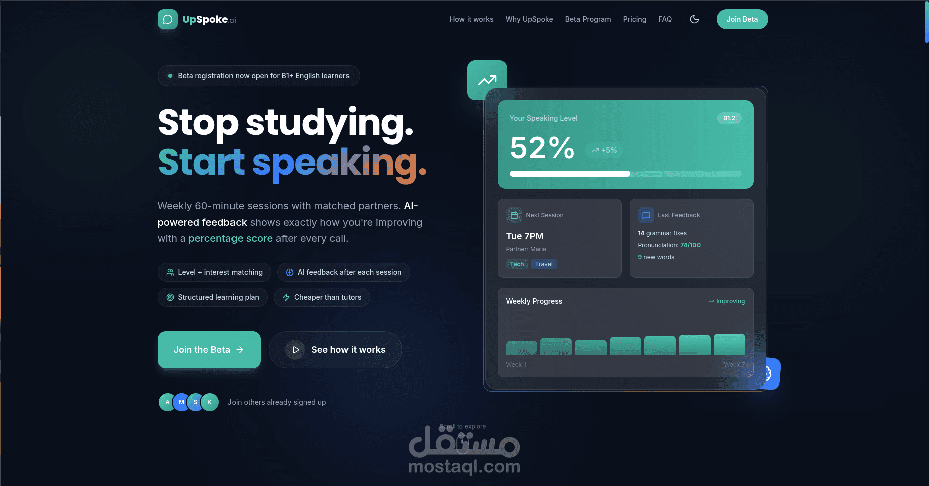 تطبيق SaaS متكامل لتعلم اللغات بالذكاء الاصطناعي