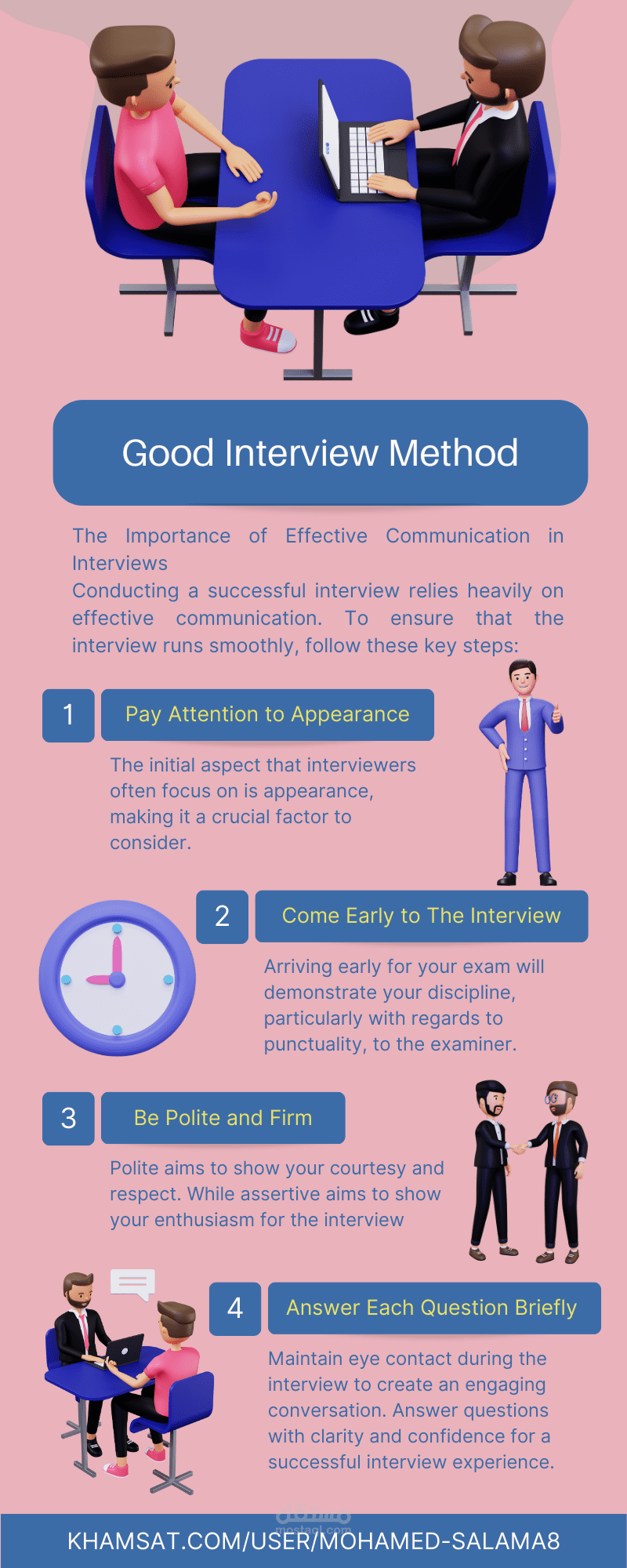 تصميم الانفوجرافيكس حول "طريقة المقابلة الجيدة"