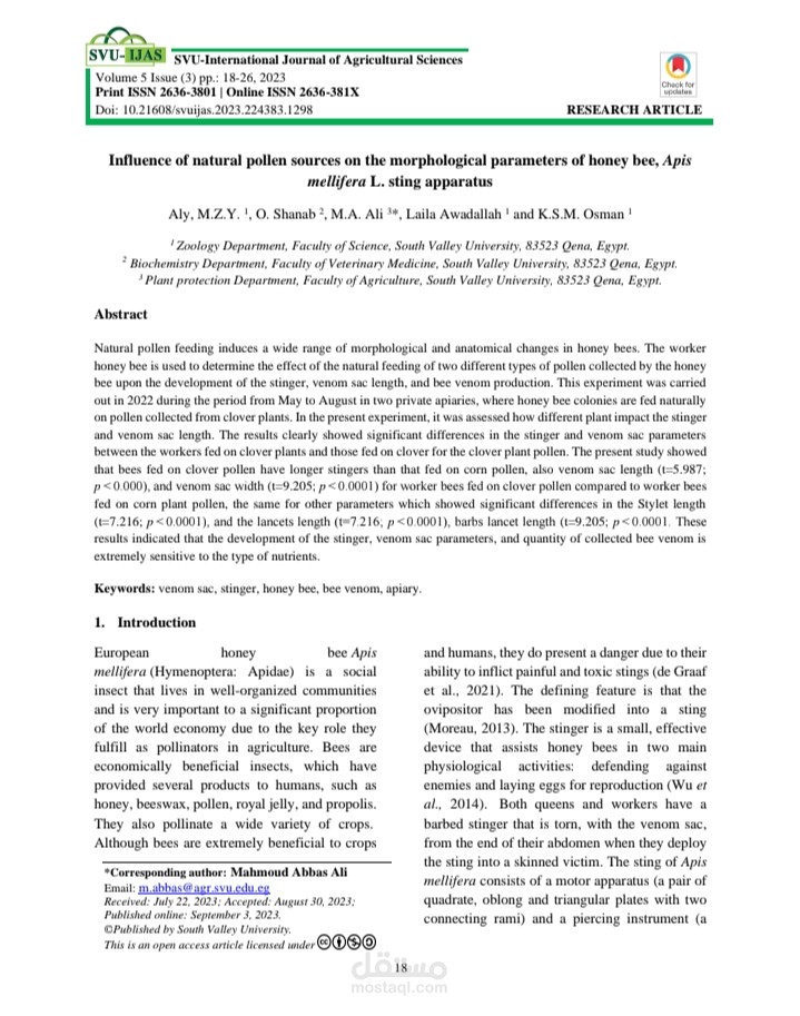 Molecular identification of Dwarf Bees Apis florea species Discovered on the Golden Triangle Area, Red Sea, Egypt
