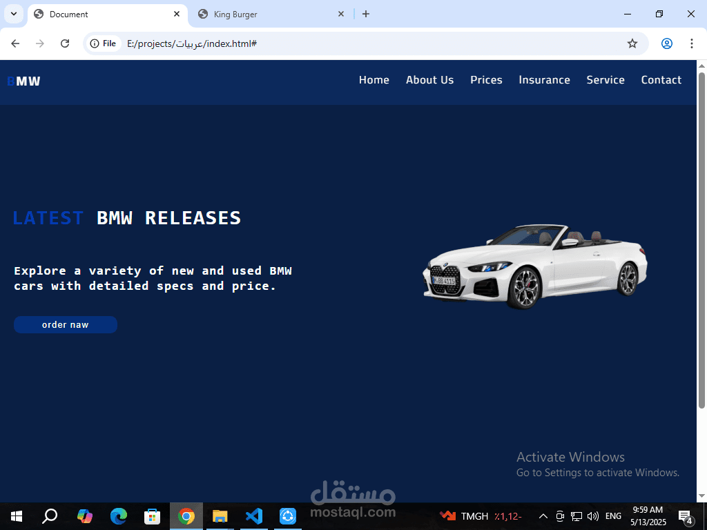 تصميم وتطوير واجهة موقع احترافية بـ HTML و CSS و JavaScript (تصميم عصري وسريع)