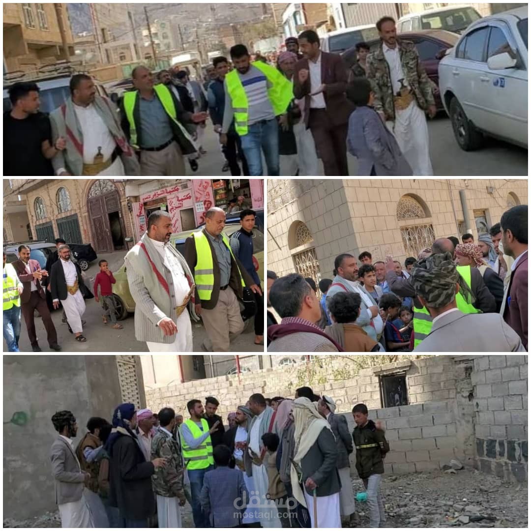 تقرير صحفي عن تلمس قيادة مديرية معين لإحتياجات أبناء حارة الأنصار لتوصيل شبكة المجاري والصرف الصحي