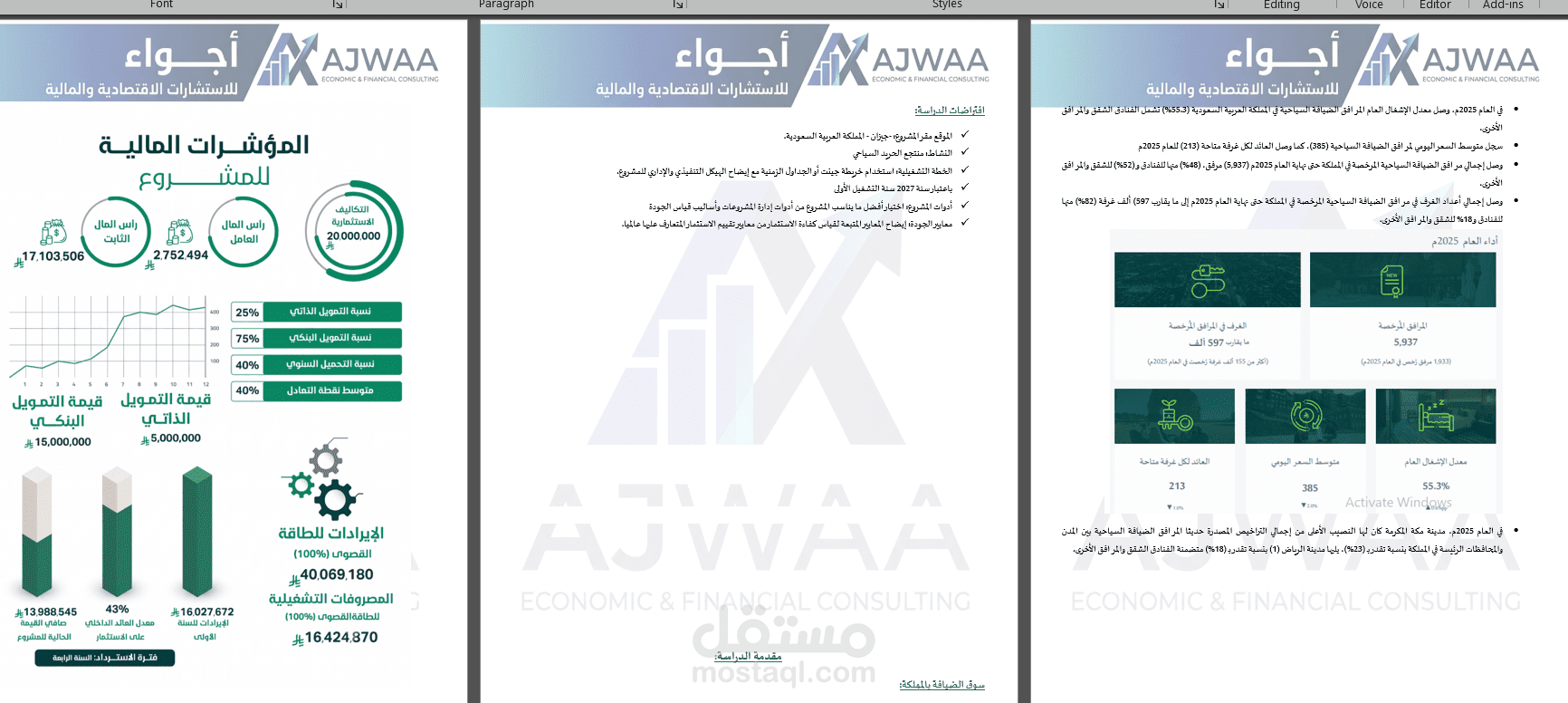 دراسة جدوى ونموذج مالي متكامل لمنتجع سياحي وترفيهي فاخر (المملكة العربية السعودية)
