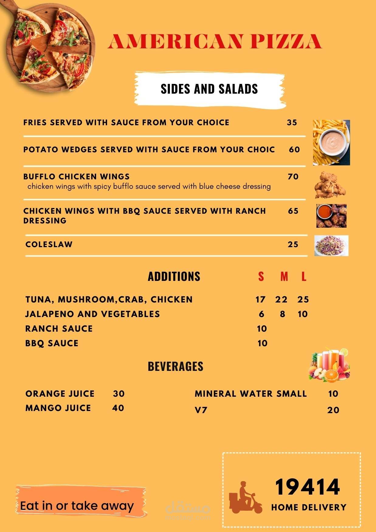 The pizza restaurant menu design