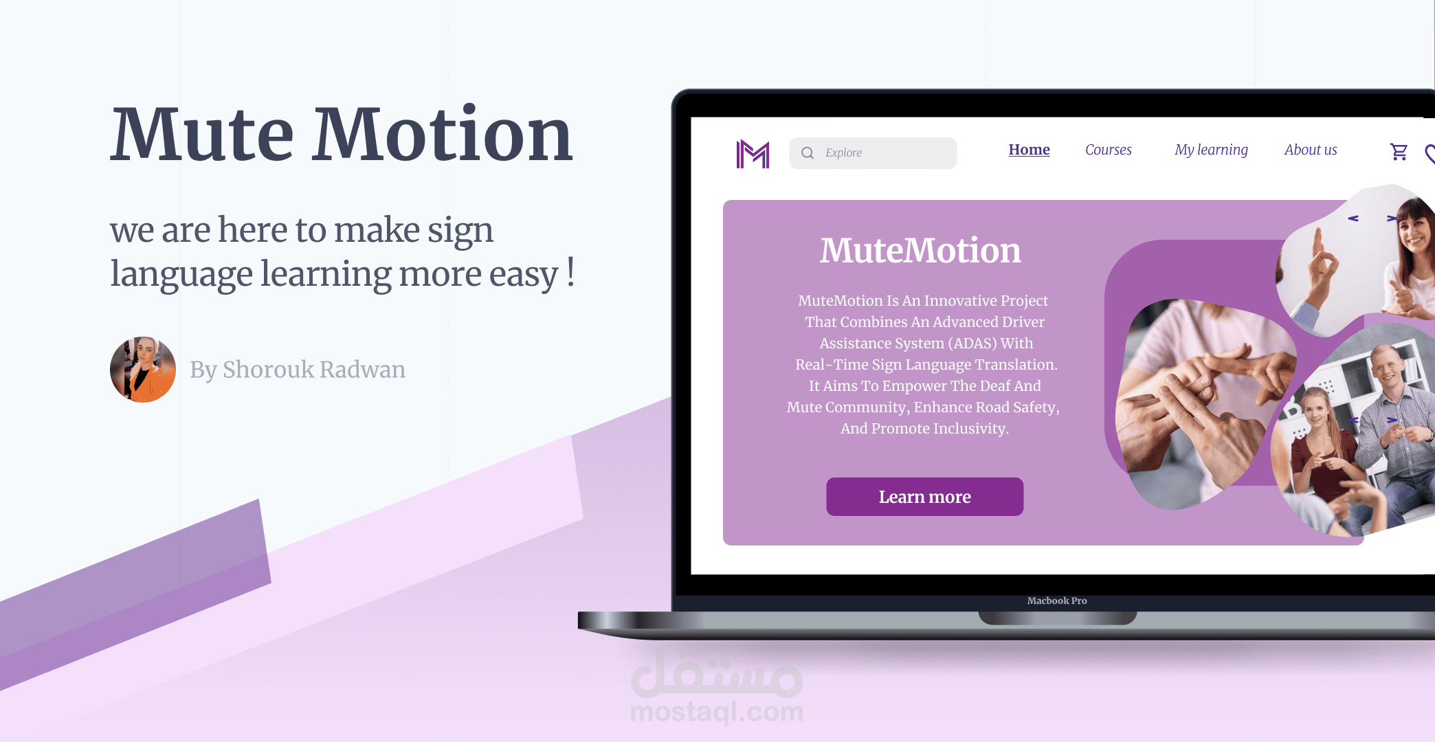 UI UX Website design for E-learning of sign language _ تصميم موقع ويب