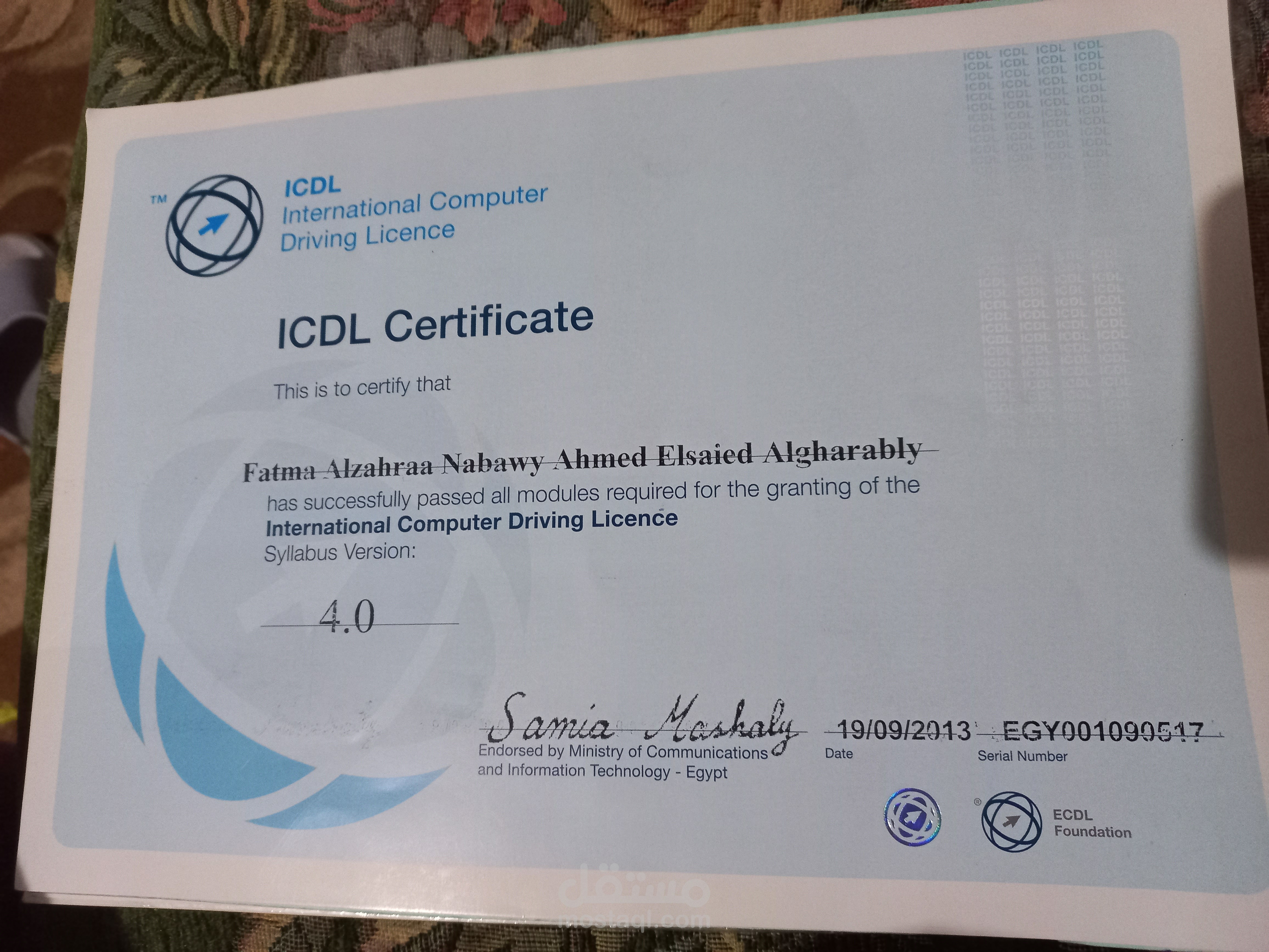 ICDL certificate