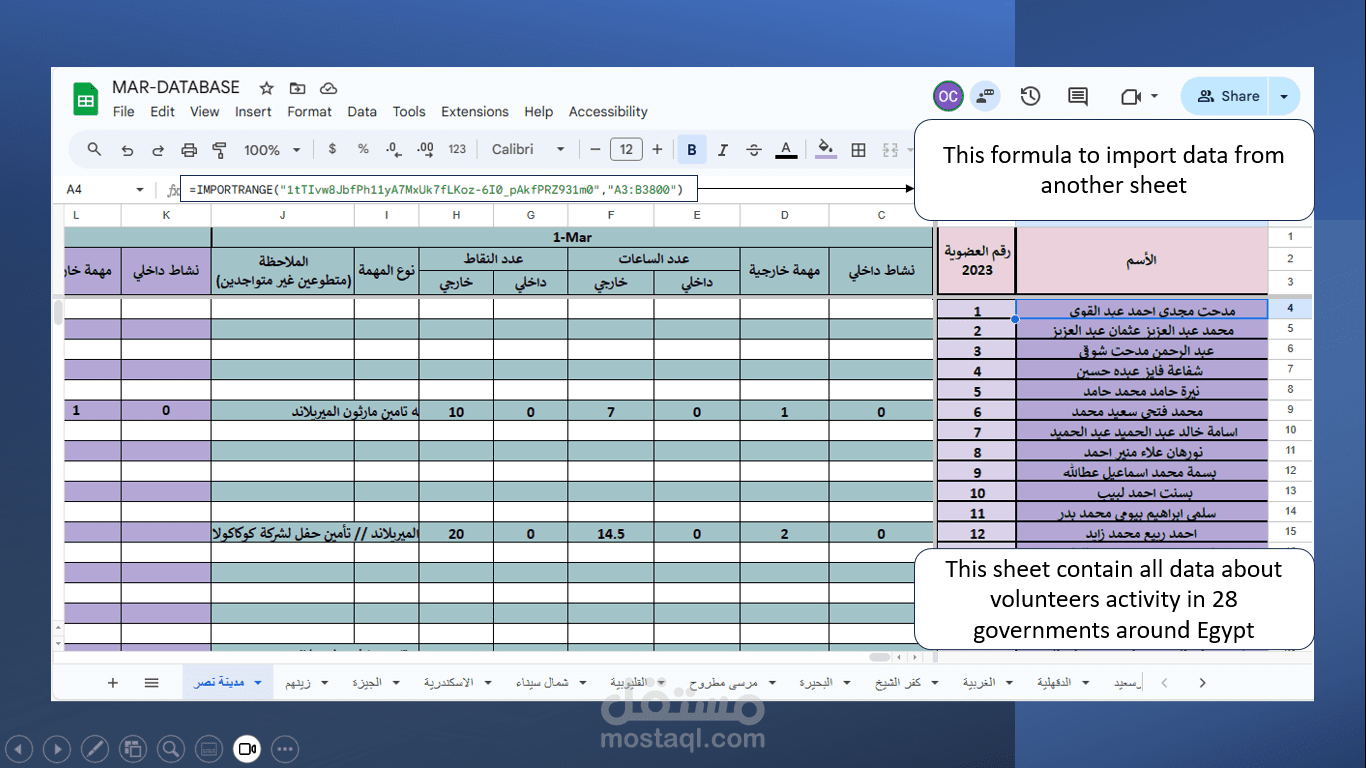 making an automatically database for all volunteers in ERC