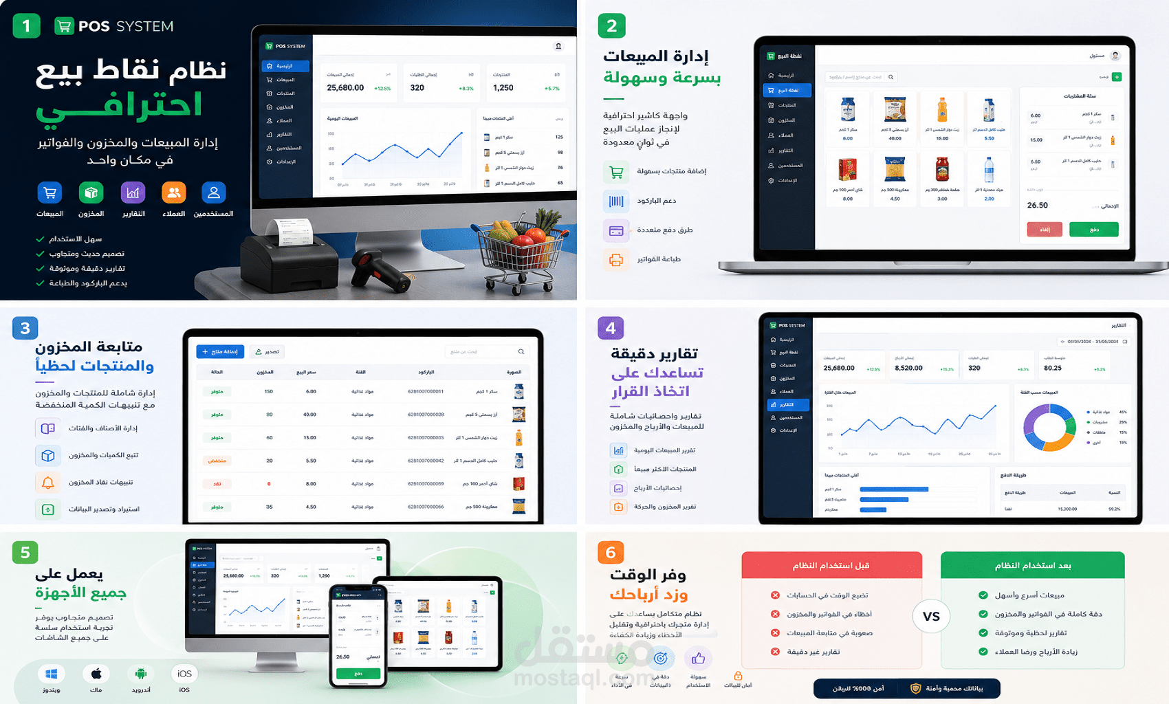 إنشاء نظام كاشير (POS) احترافي للسوبرماركت والمتاجر مع إدارة المخزون والمبيعات