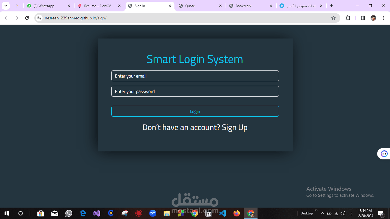 Sign Up & Log In & welcome page