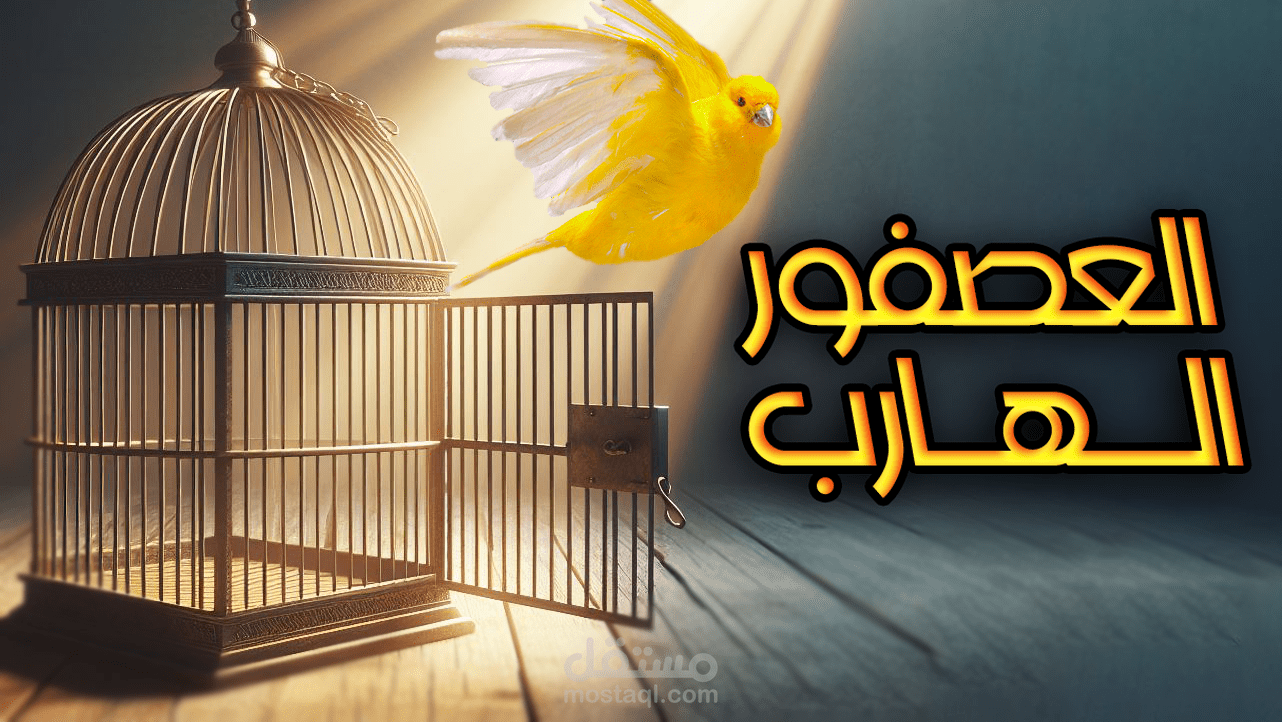 مونتاج فيديو لعصفور يهرب من القفص.