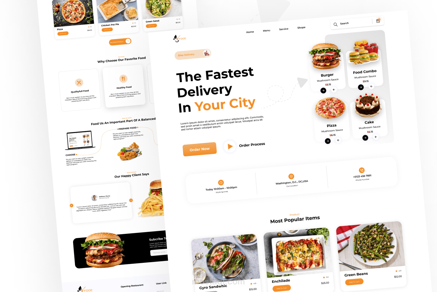 صفحة الهبوط لمطعم "Food"