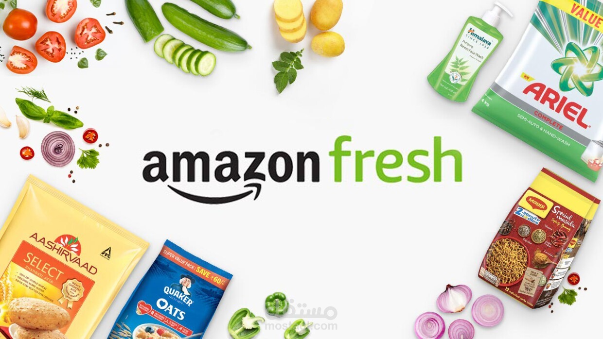 عرض تقديمي احترافي لمشروع جامعي: "توسيع Amazon Fresh إلى لوس أنجلوس" – تصميم بصري منسق وتحليل استراتيجي