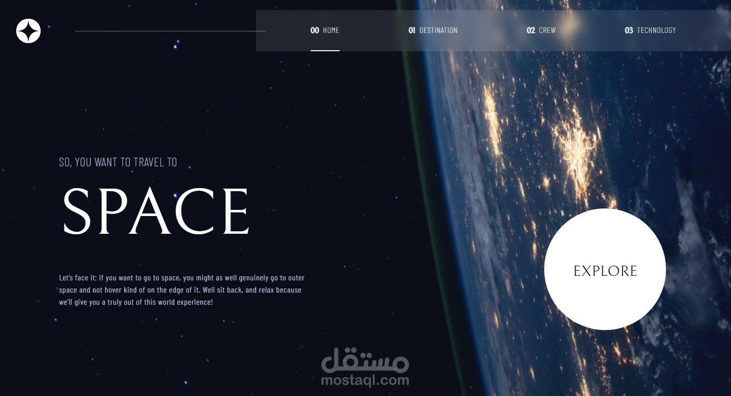 موقع لشركة سياحة فضاء متعدد الصفحات.