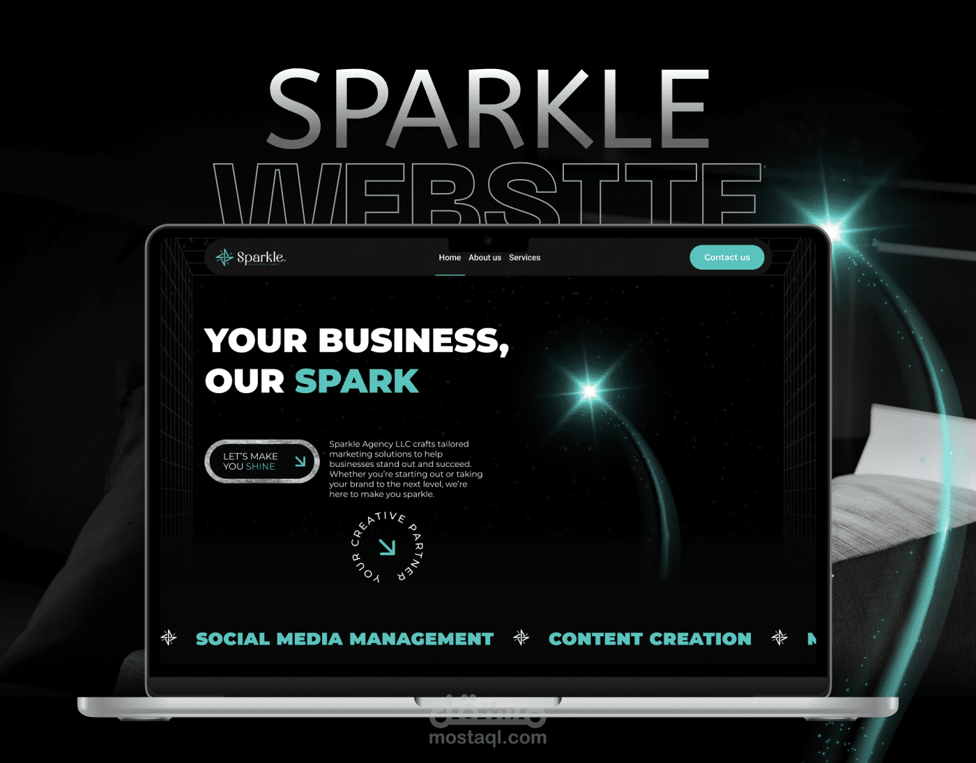 تصميم واجهة مستخدم لموقع sparkle