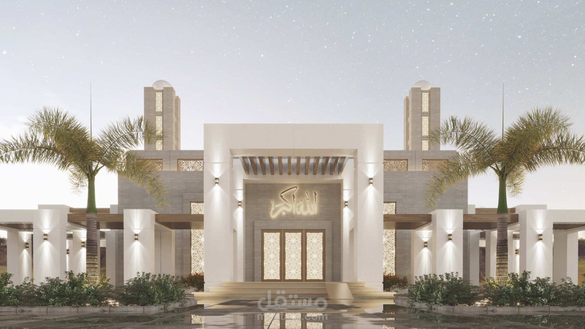 تصميم مسجد علي مساحة  1000 متر مسطح بدون أعمدة بالمنتصف