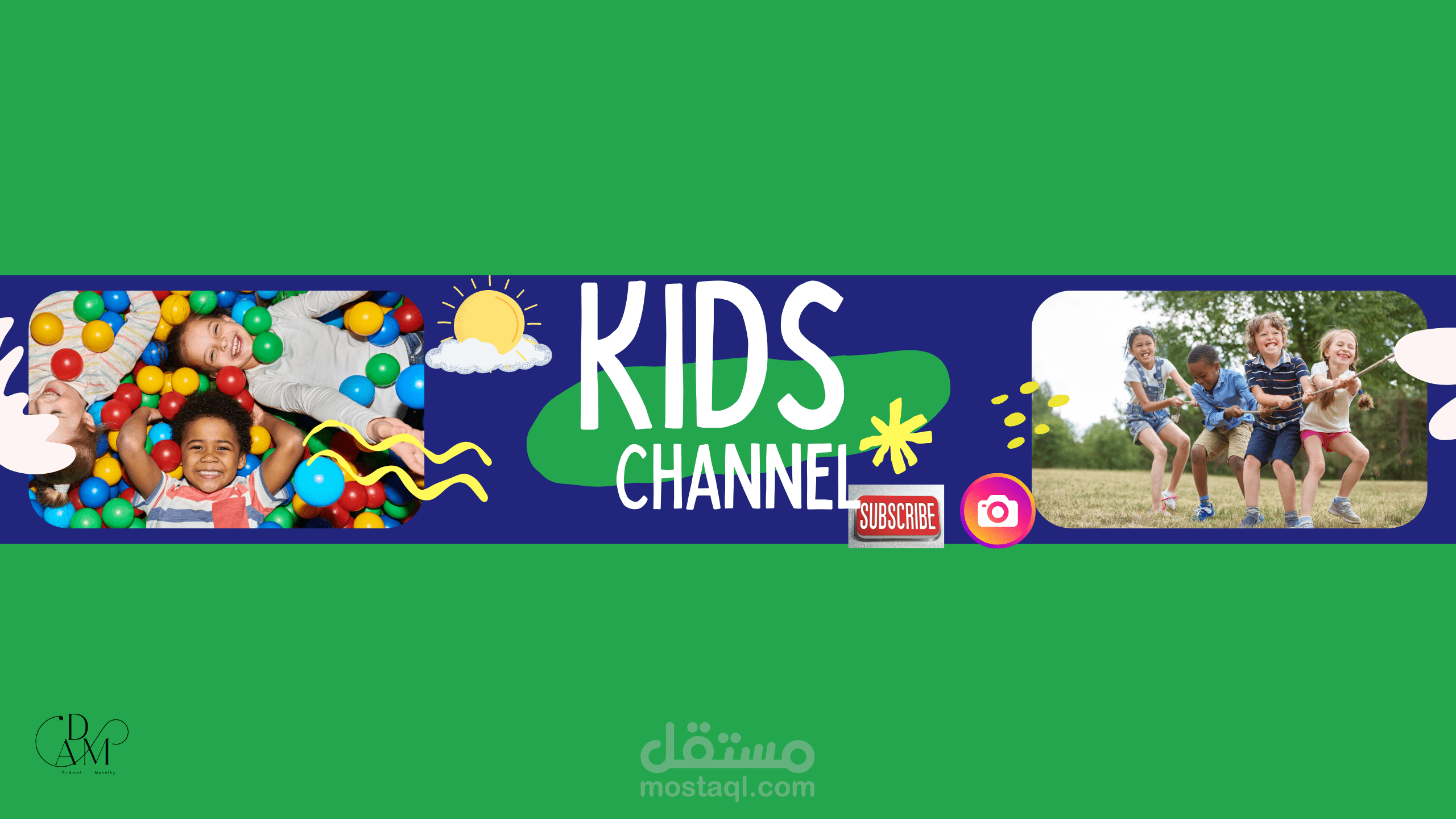 تصميم سوشيال بانر YouTube  لقناه للاطفال باستخدام كانفا برو