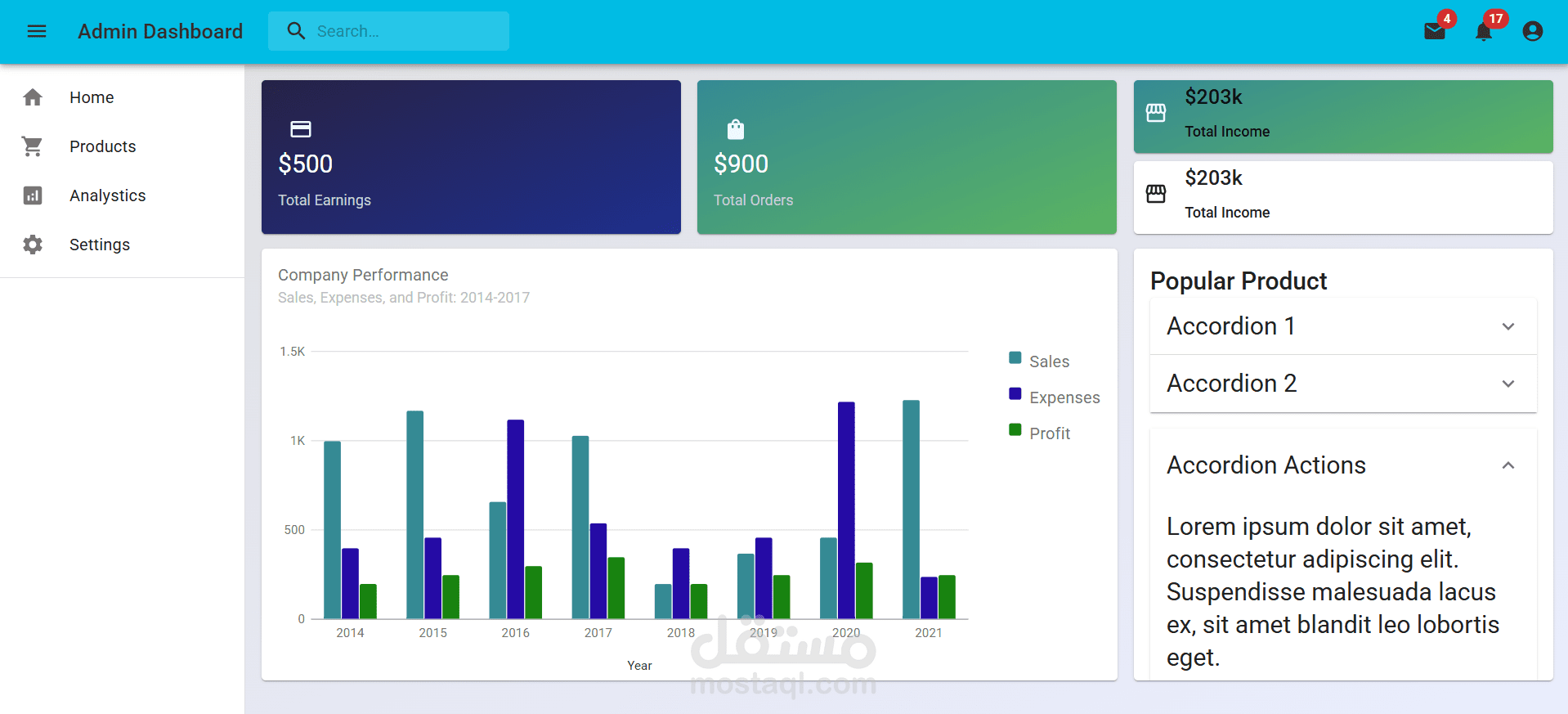 Adminlytics – Admin Dashboard with Analytics & Charts