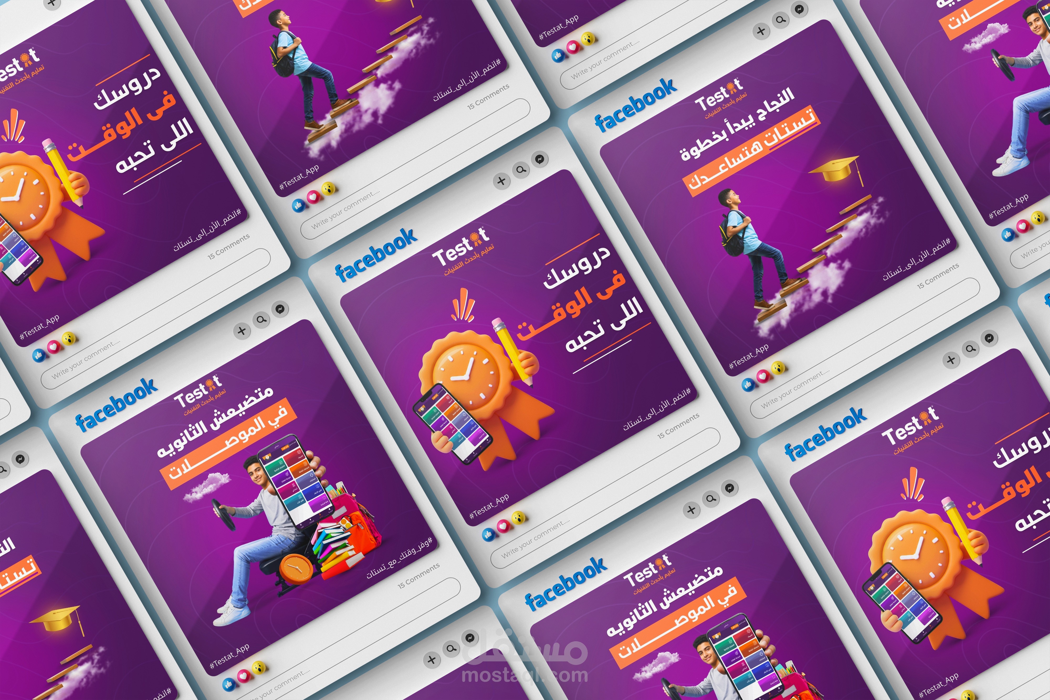 كاروسيل سوشيال ميديا لدى تطبيق TESTAT