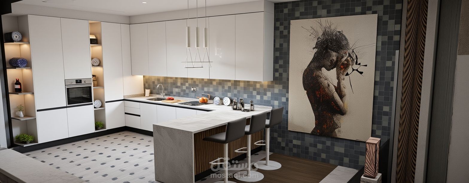 Contemporary Minimal Kitchen & Living Space Renovation
