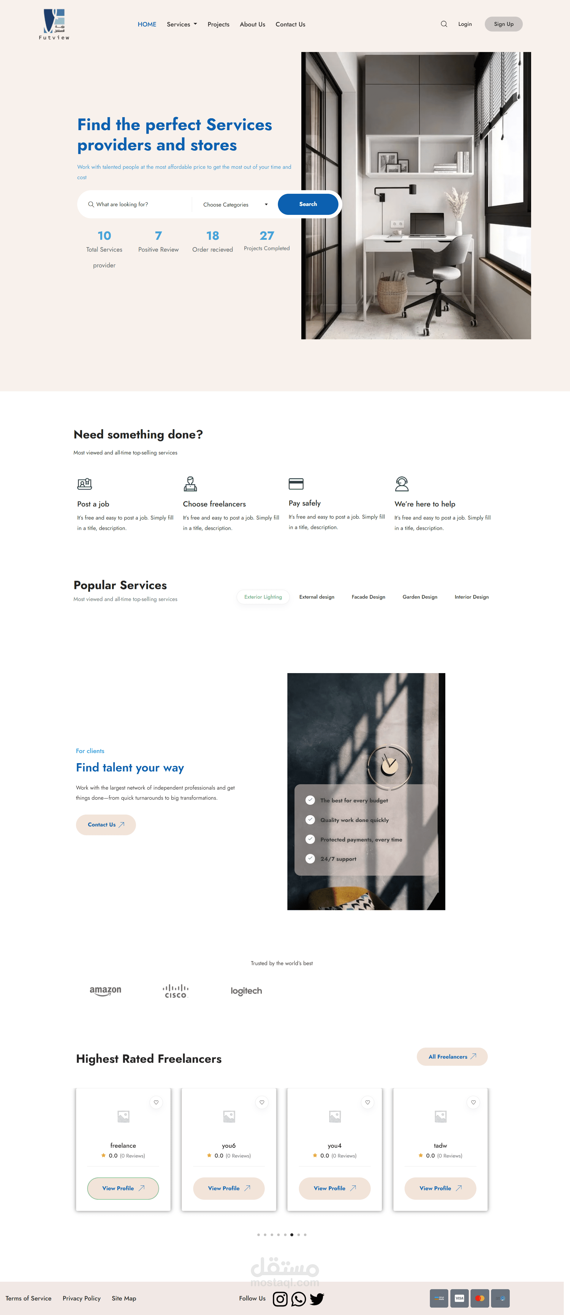 موقع فريلانس كامل مبني بواسطه wordpress