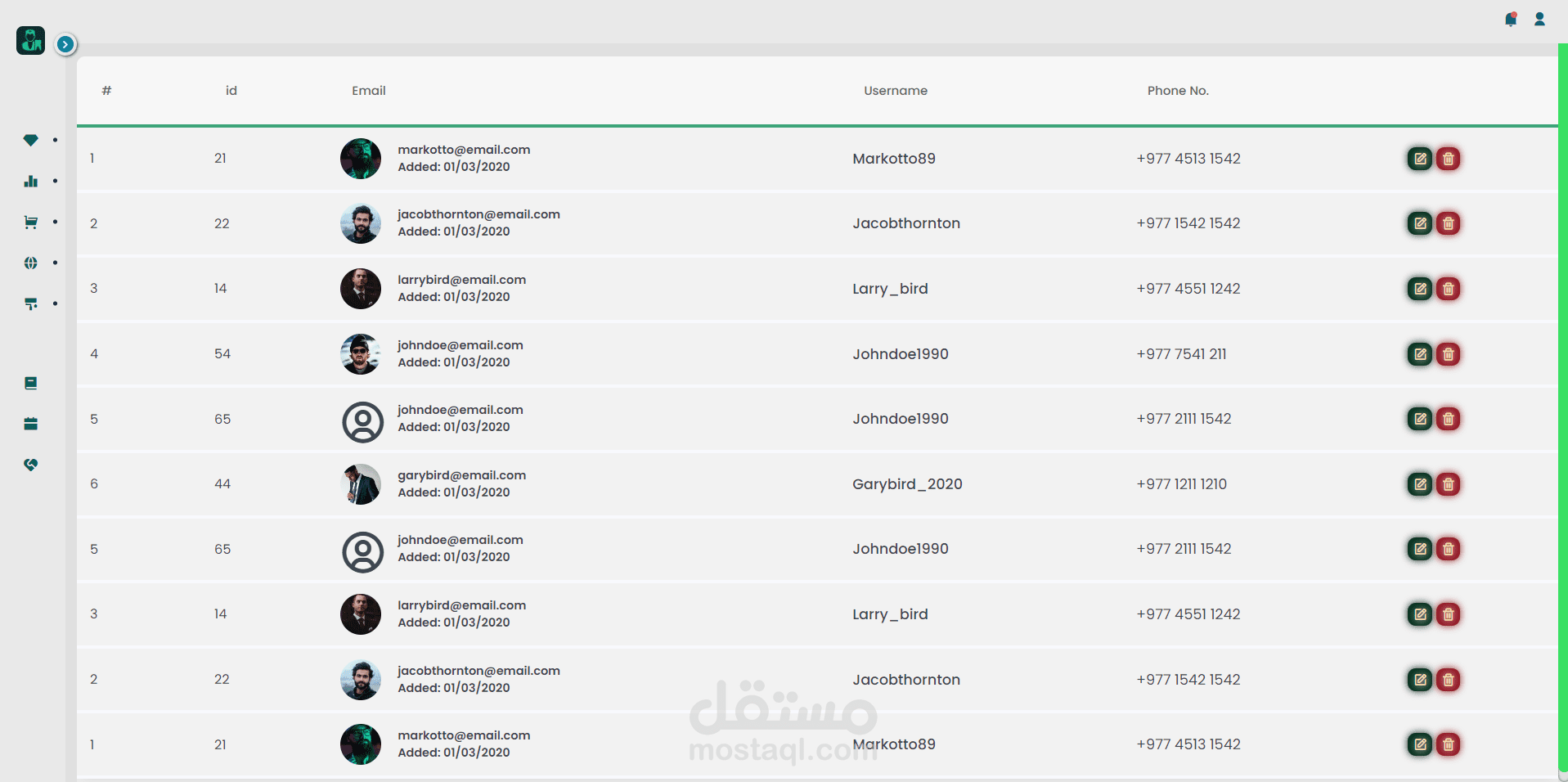 CRM for displaying customers Matrix company