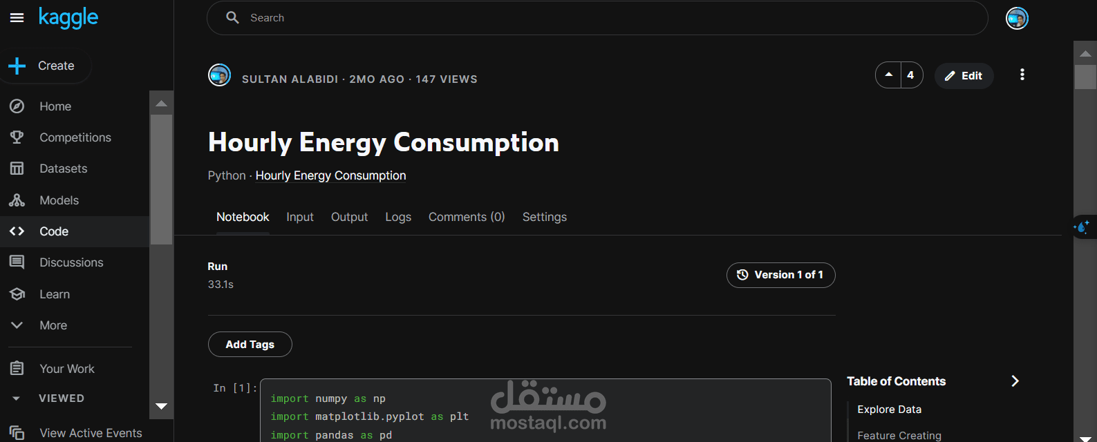 تحليل وتوقع استهلاك الطاقة الساعي: مشروع بيانات زمنية من كاجل 'Hourly Energy Consumption time series'