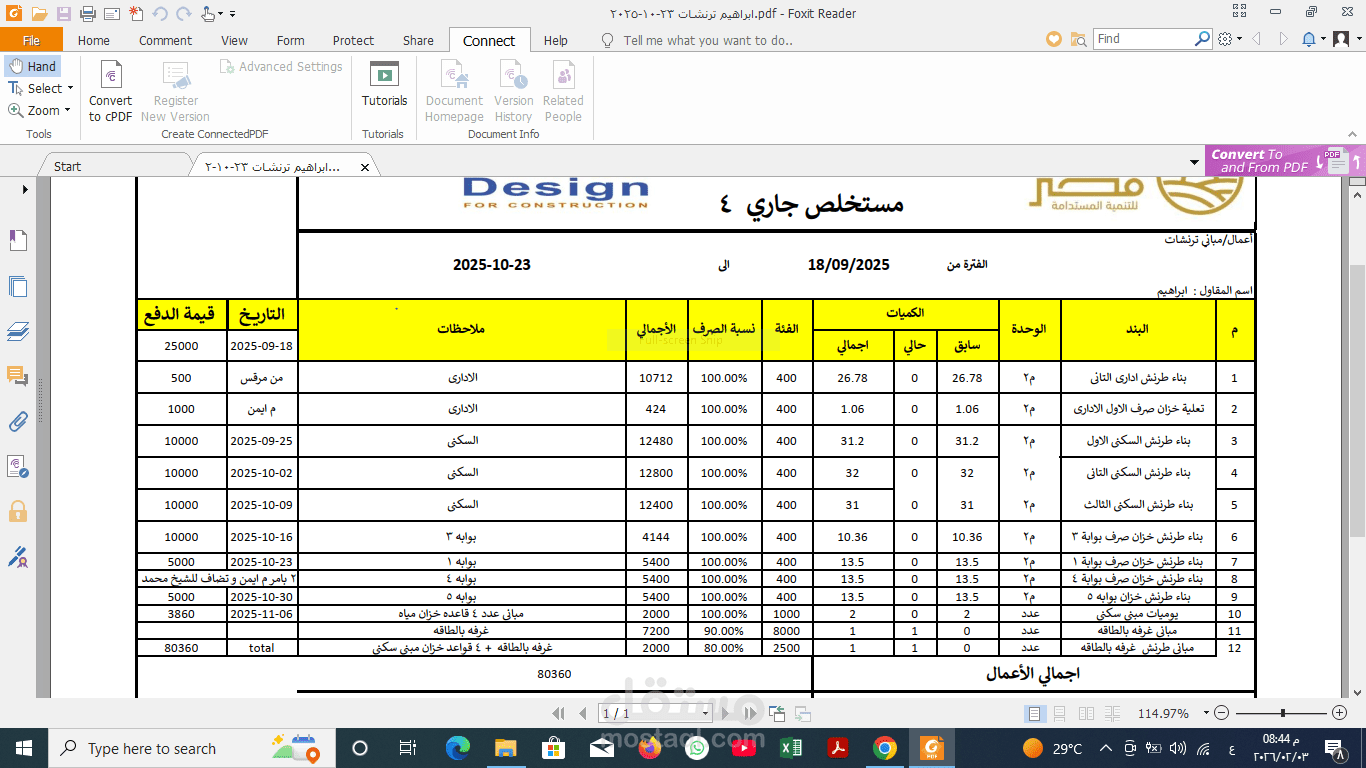 مستخلص اعمال