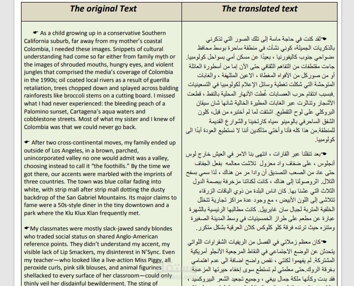 ترجمة من اللغة الانجليزية الى العربية