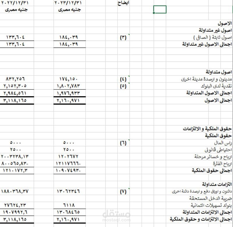 عمل القوائم المالية