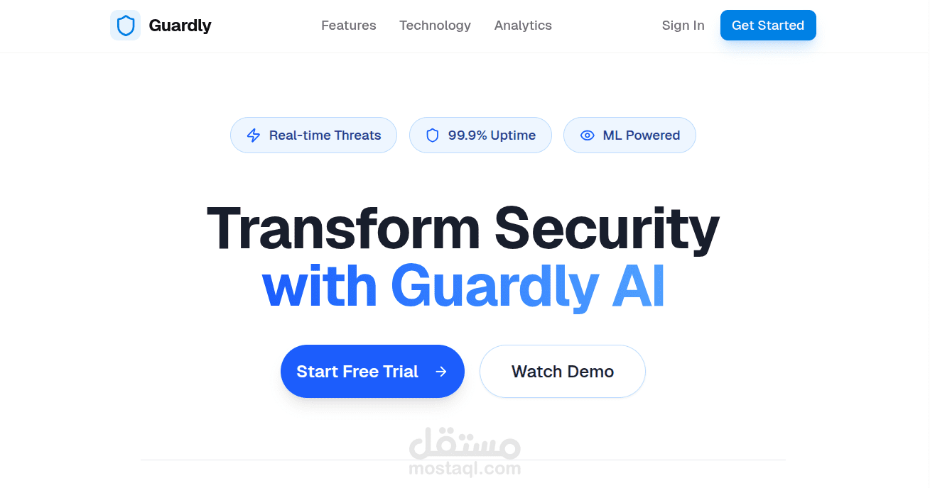 Guardly – نظام SaaS للمراقبة أمنية لحظية بالذكاء الاصطناعي