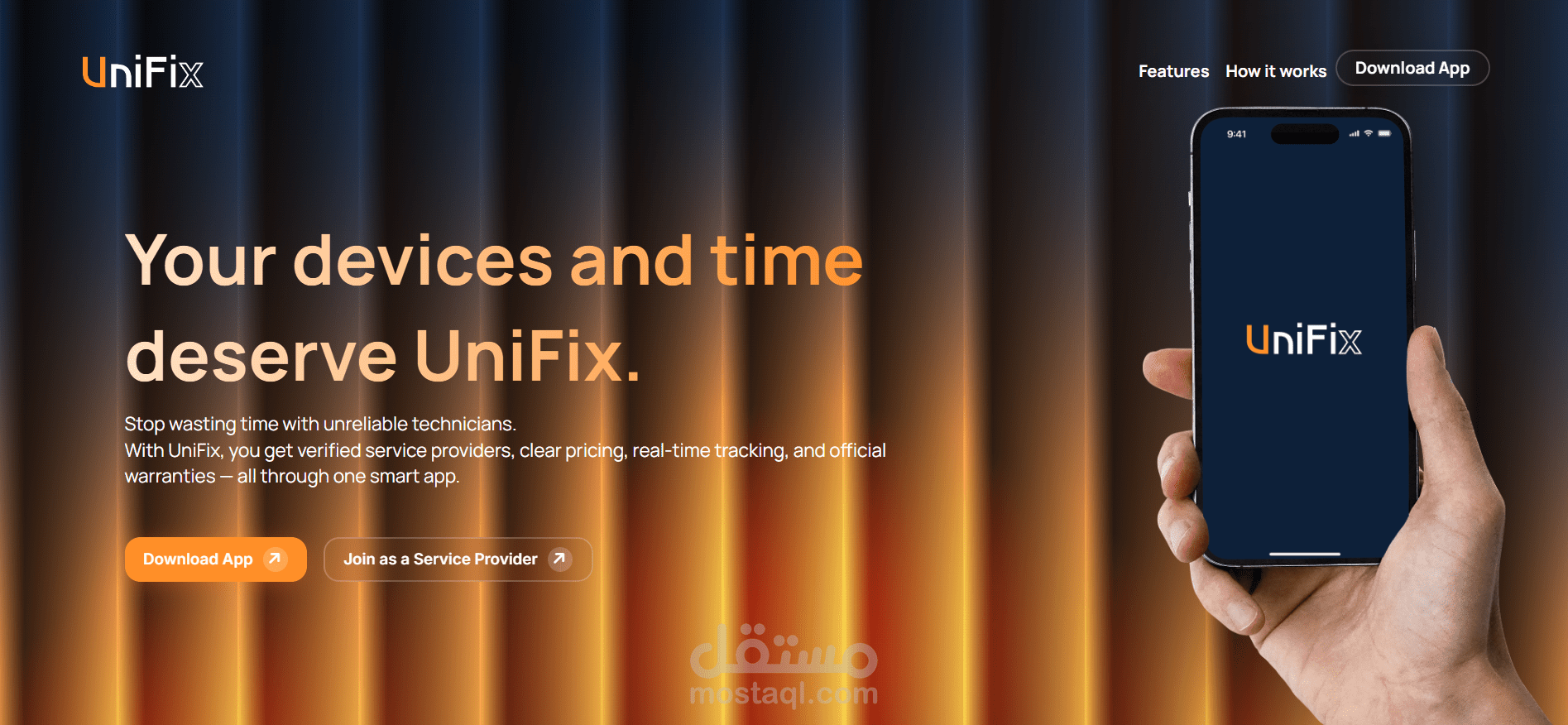 UniFix Landing Page (صفحه هبوط)