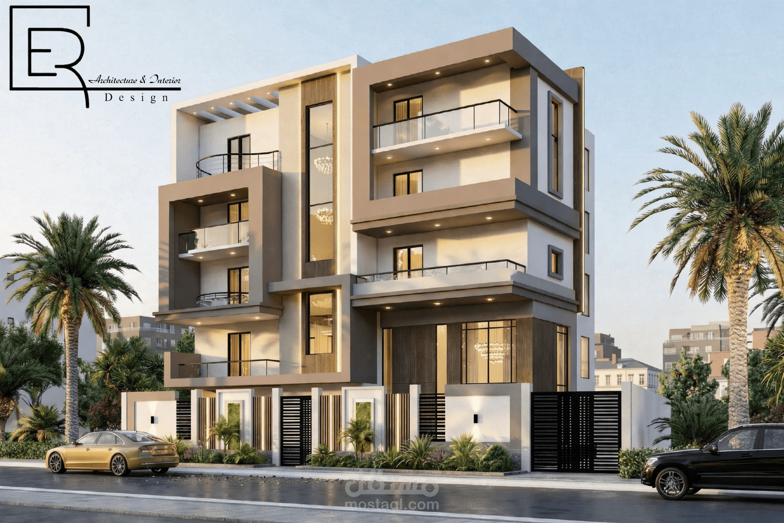 تصميم واجهة مودرن معاصرة احترافية مع رندر واقعي