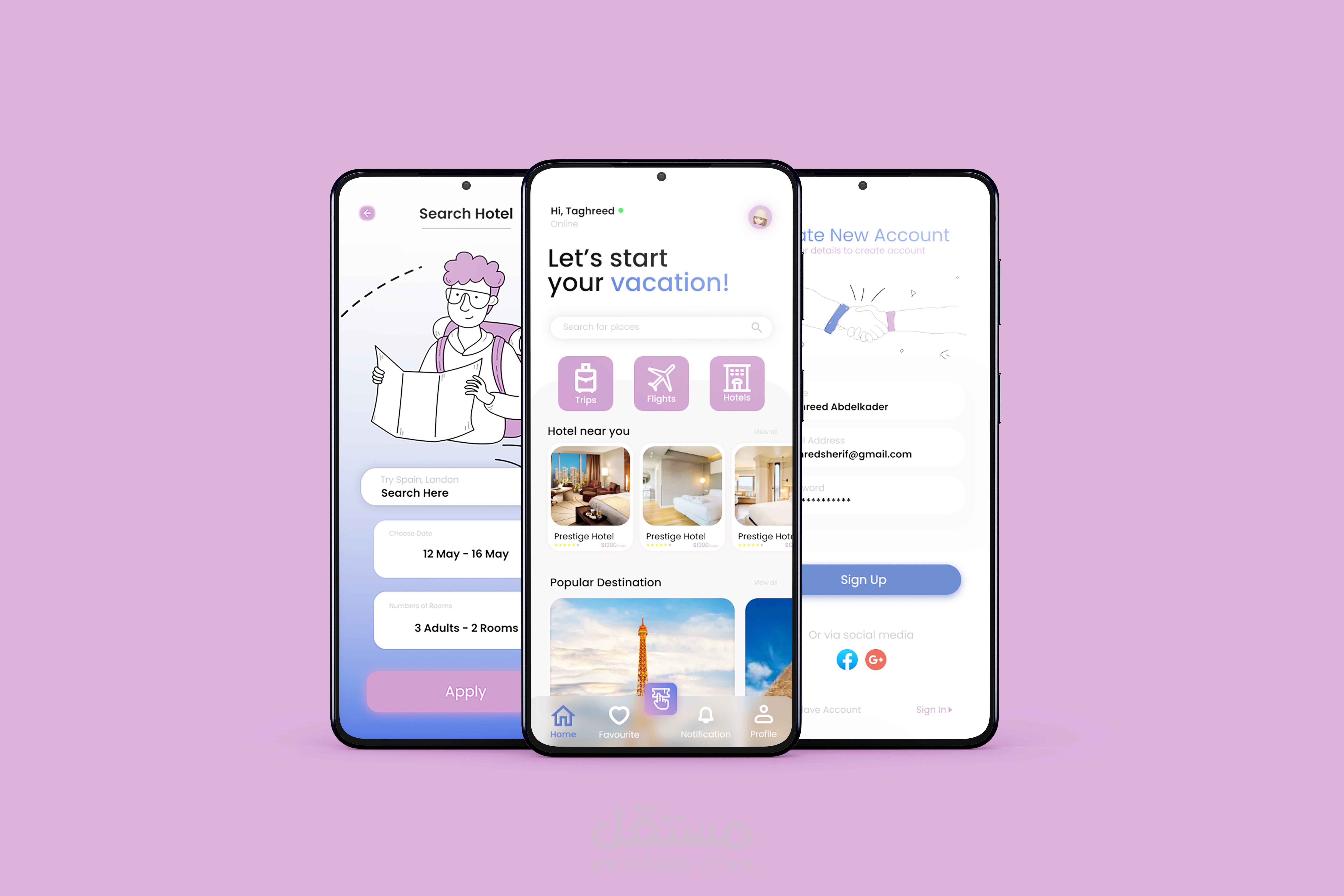 تصميم تطبيق اندرويد (Travel Go App) باستخدام Figma