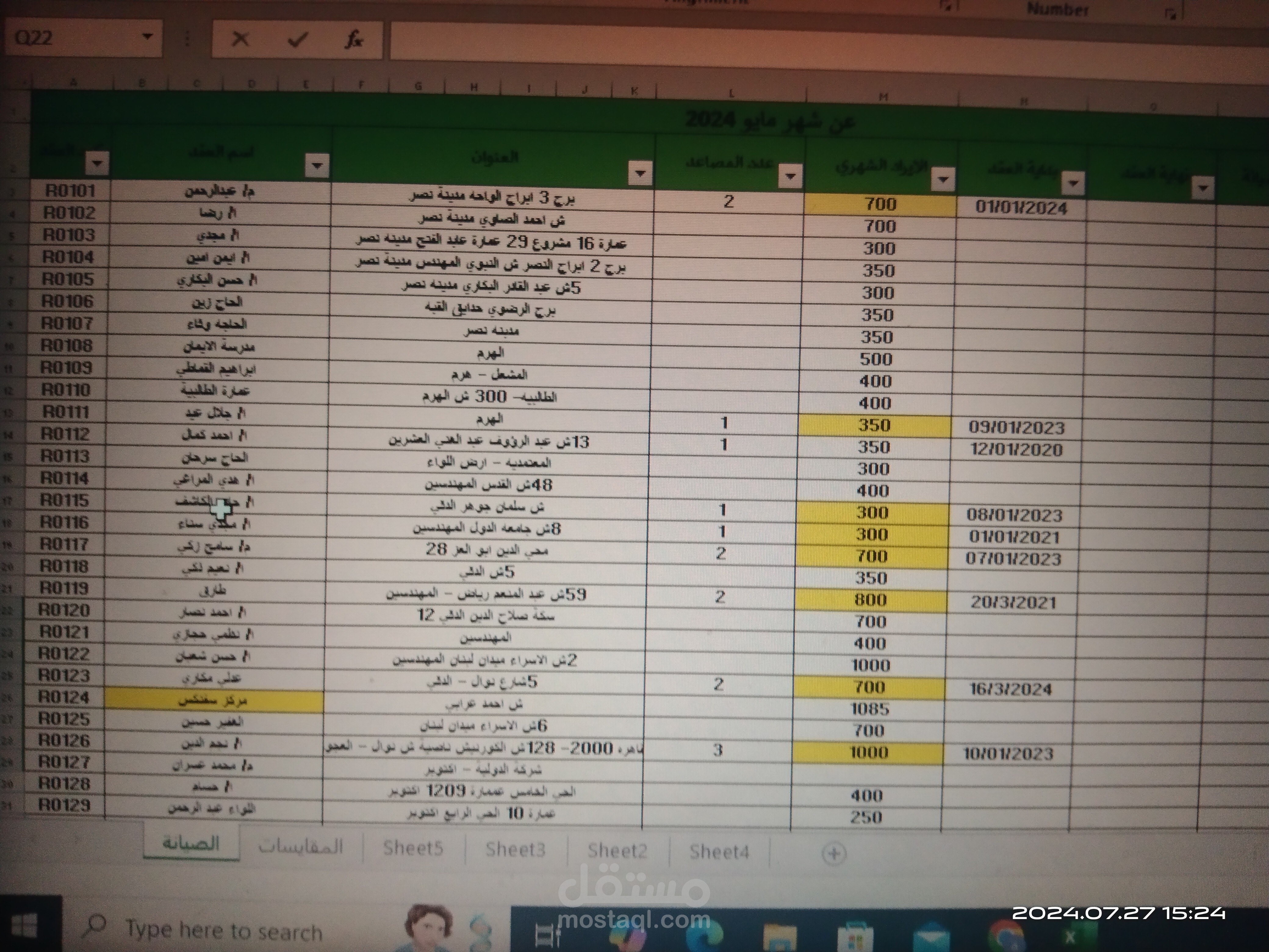 تحليل عقود صيانة لشركة مصاعد