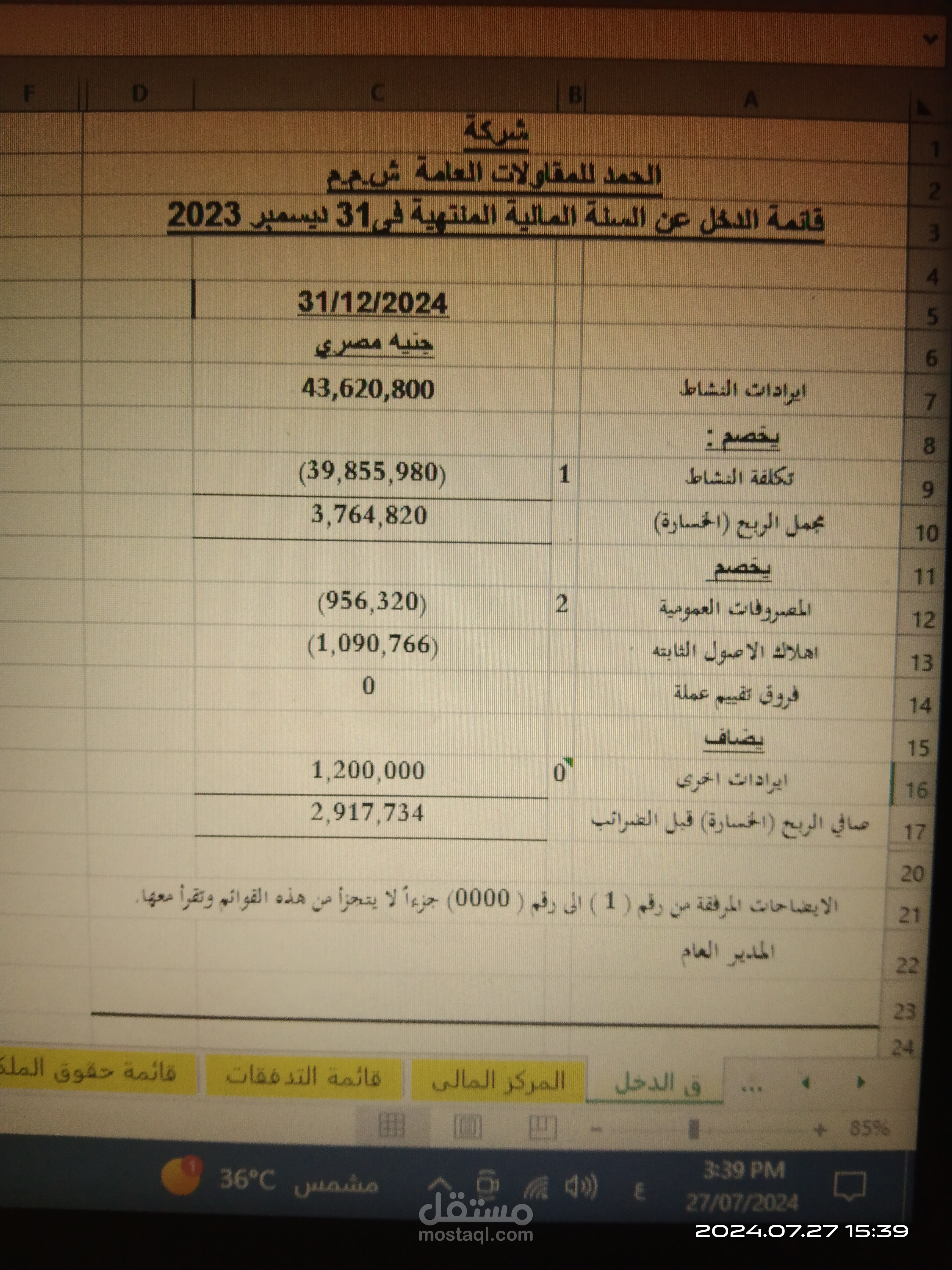 اعداد القوائم الماليه