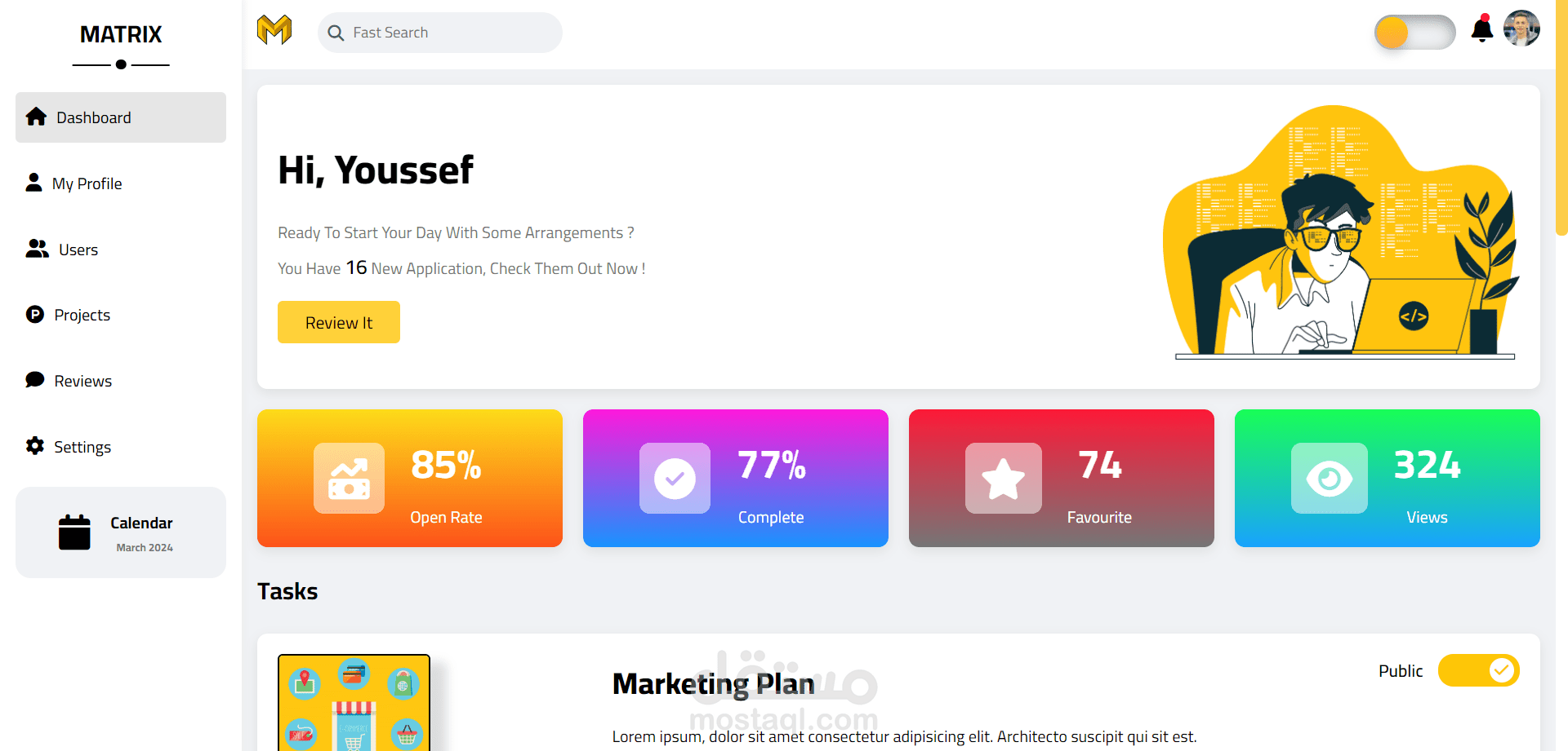 Light & Dark Mode Full Dashboard