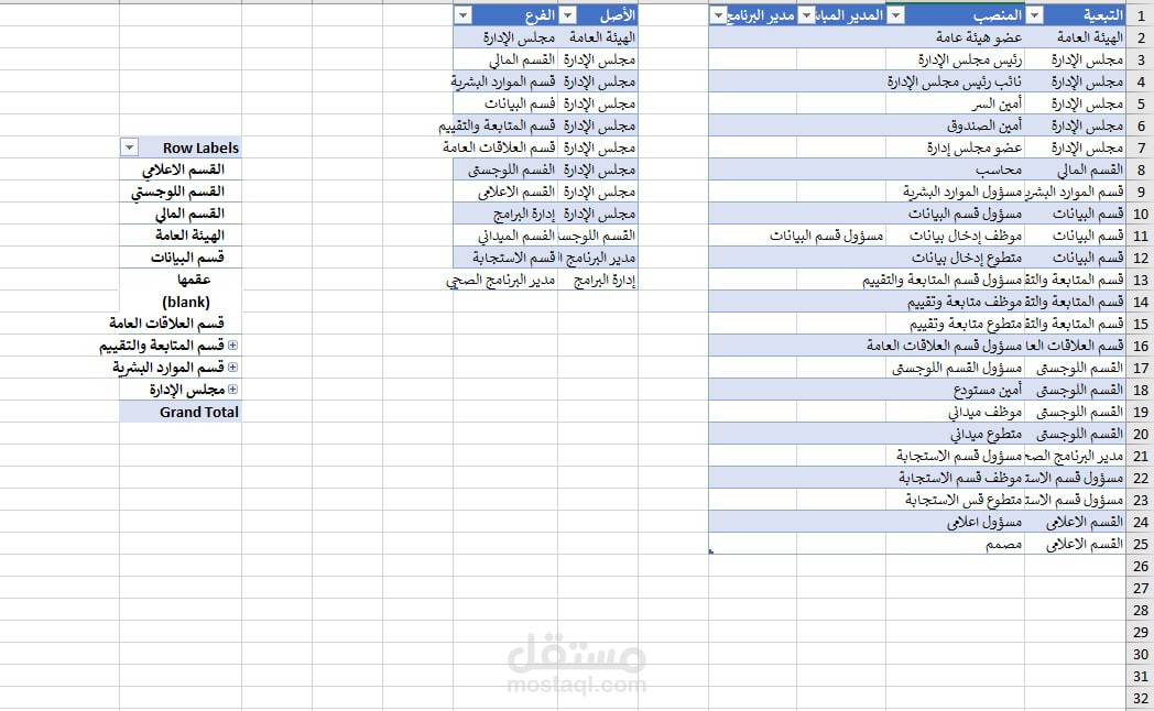هيكل تنظيمي